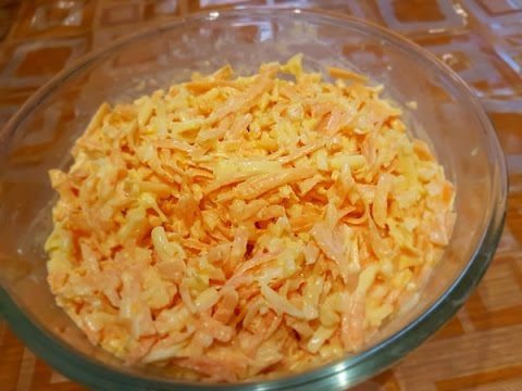 Сырный салат с чесноком и морковью на скорую руку