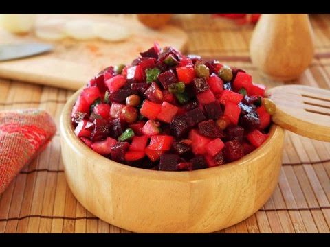 Винегрет с домашними солёными огурцами
